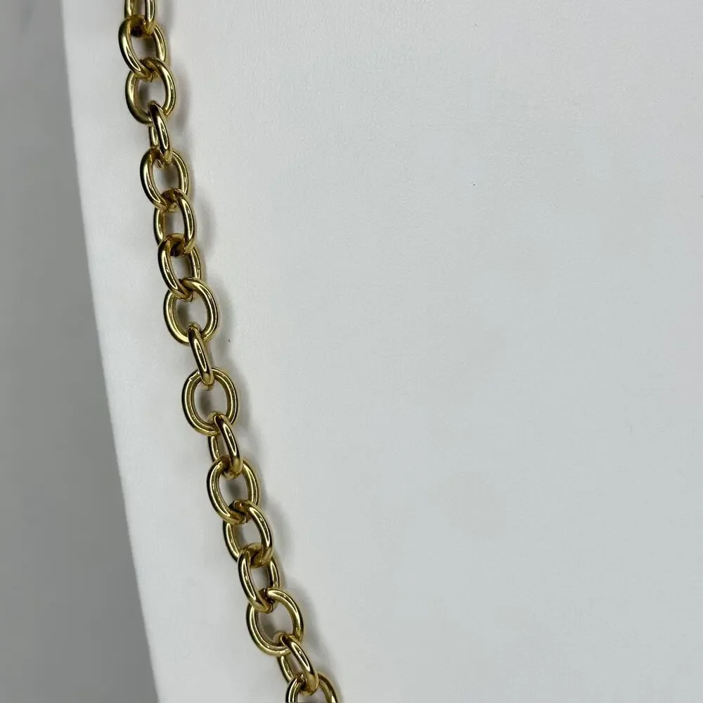 Ann Taylor Toggle Rhinestone Gold Chain Necklace ✨